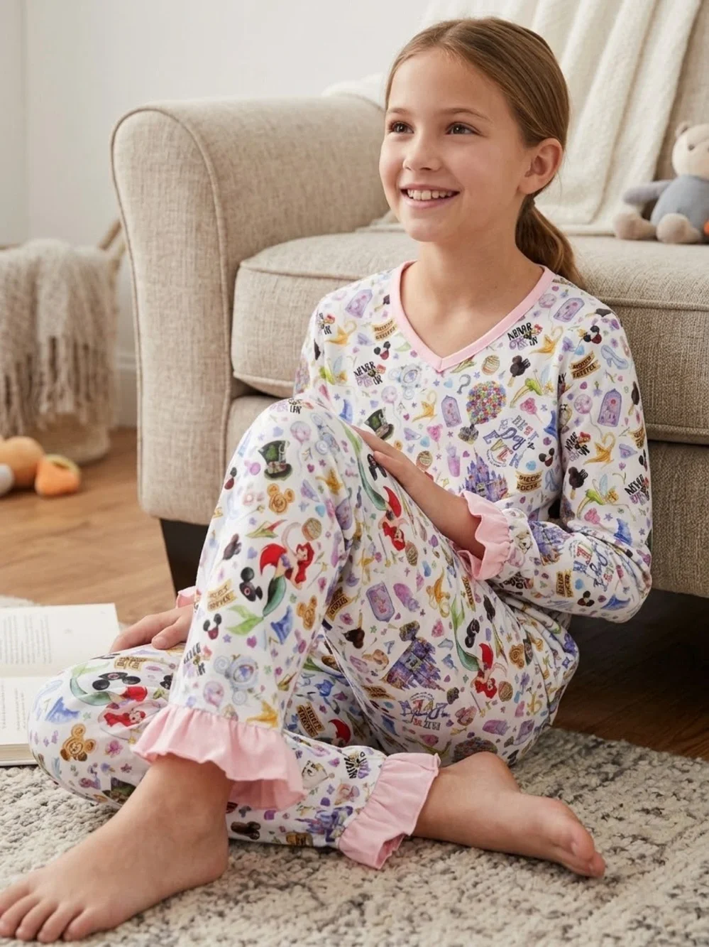 Itty Bitty Kids Disney Icon Print Pajama Set - 10-12